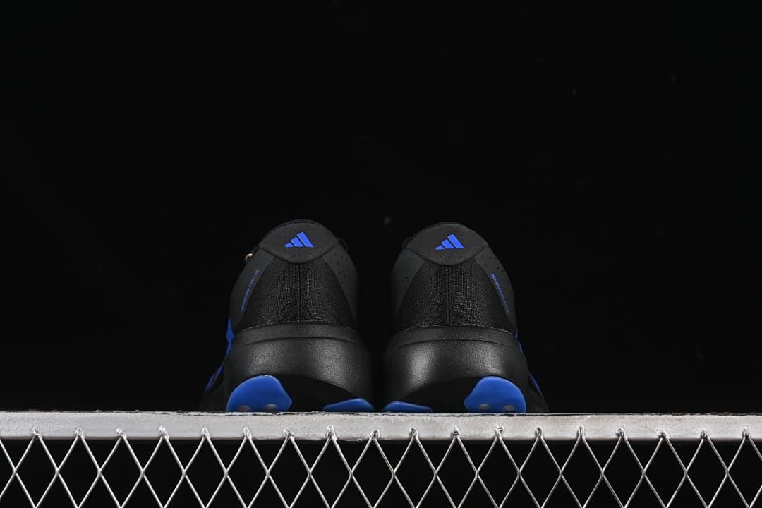 Rear view of the pair with blue heel accents.