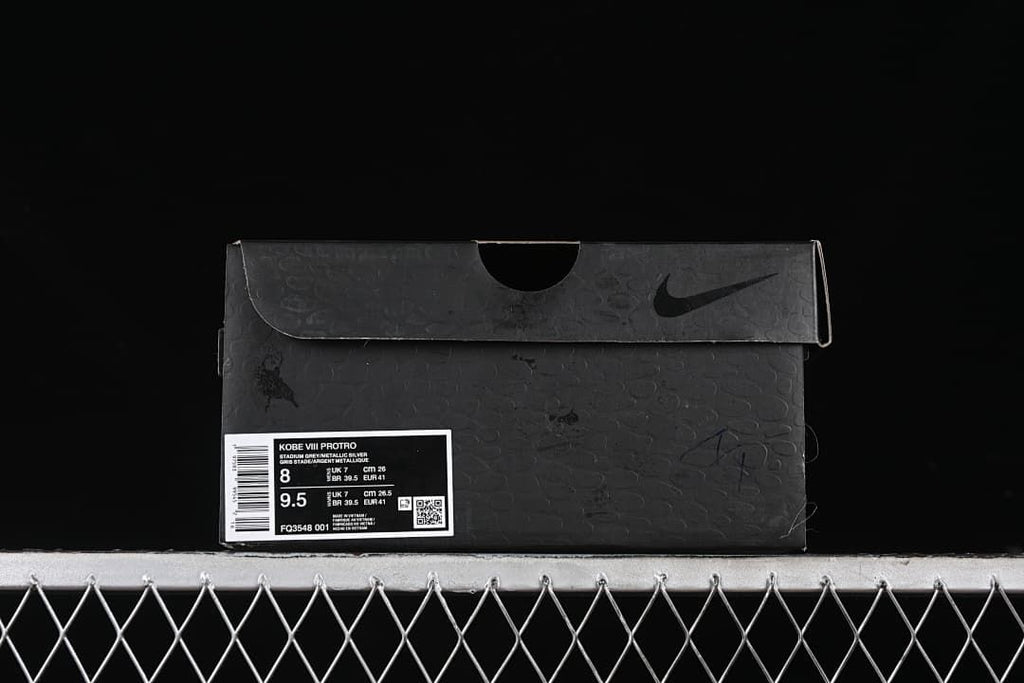 Black shoe box with visible Kobe VIII Protro label and style code FQ3548-001