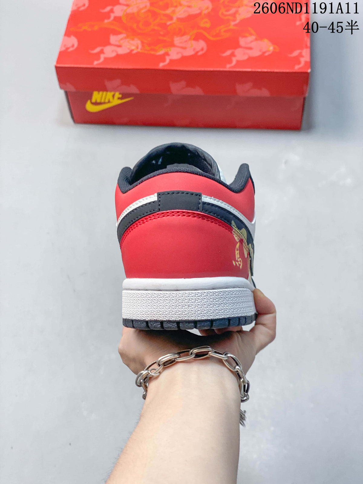 Rear view showing the red heel and white midsole