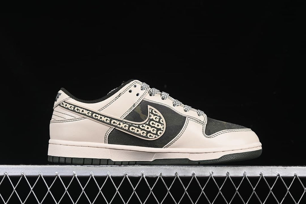 Side profile showing the low-top silhouette and patterned Swoosh
