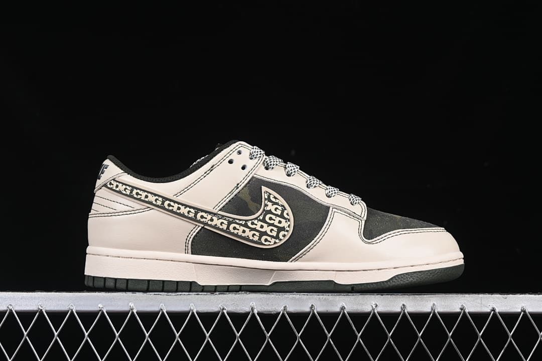 Side profile showing the low-top silhouette and patterned Swoosh