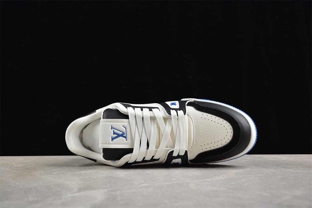 Top view showing the laces, tongue, and perforated toe panel