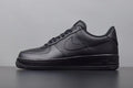 Side view of an all-black Nike Air Force 1 Low sneaker