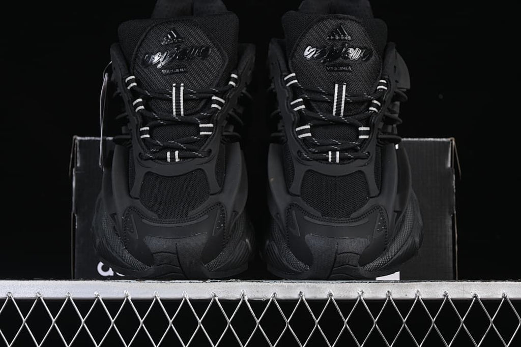 Front view of the pair showing the toe design and laces.