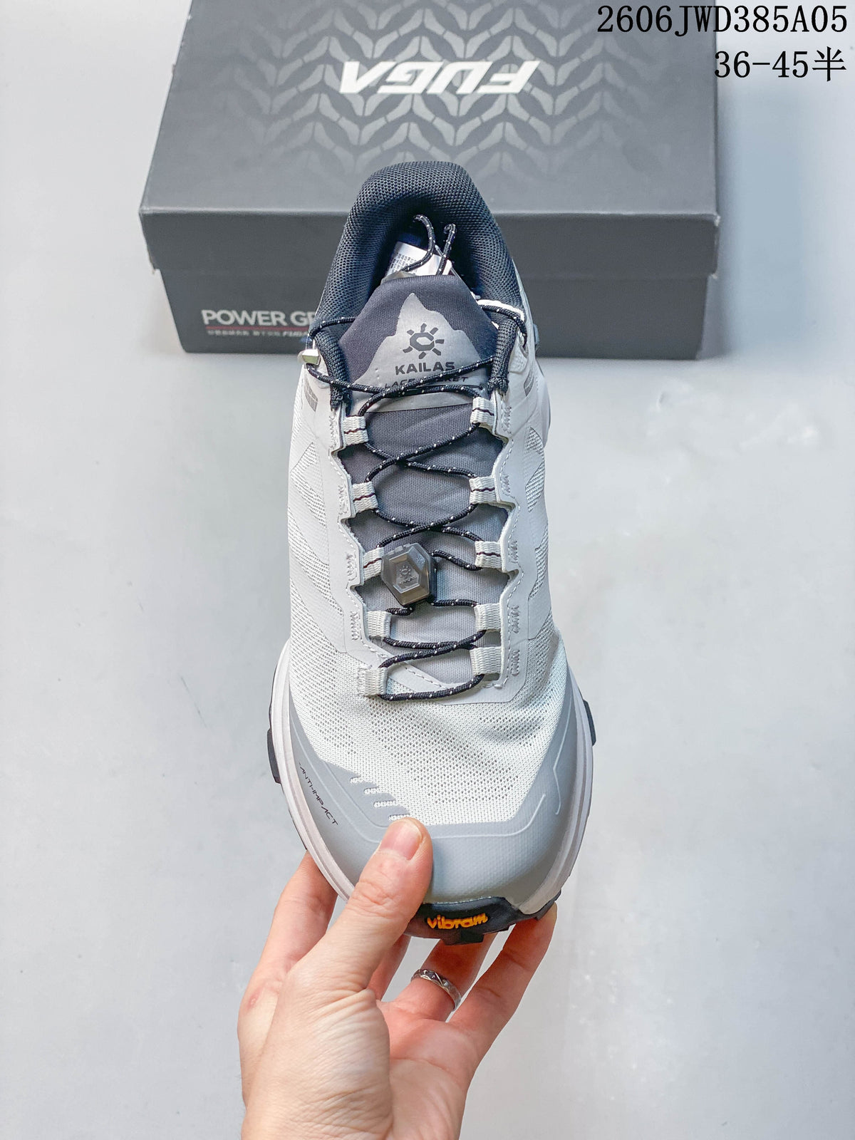 Top view showing the dial-adjustable lacing system and shoe tongue