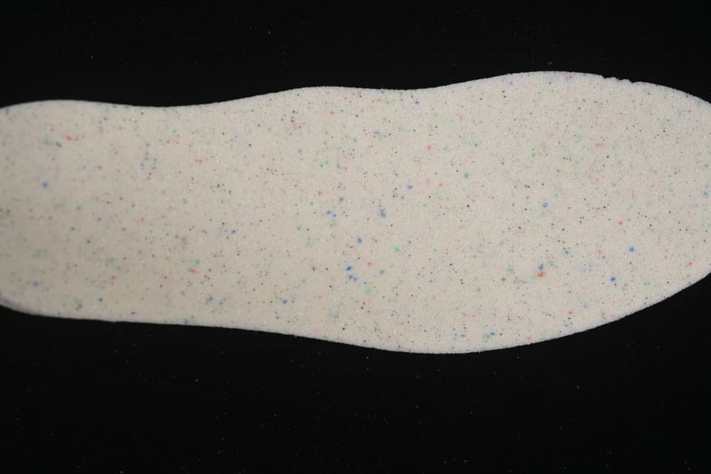 Removable insole showing a multicolor speckled surface