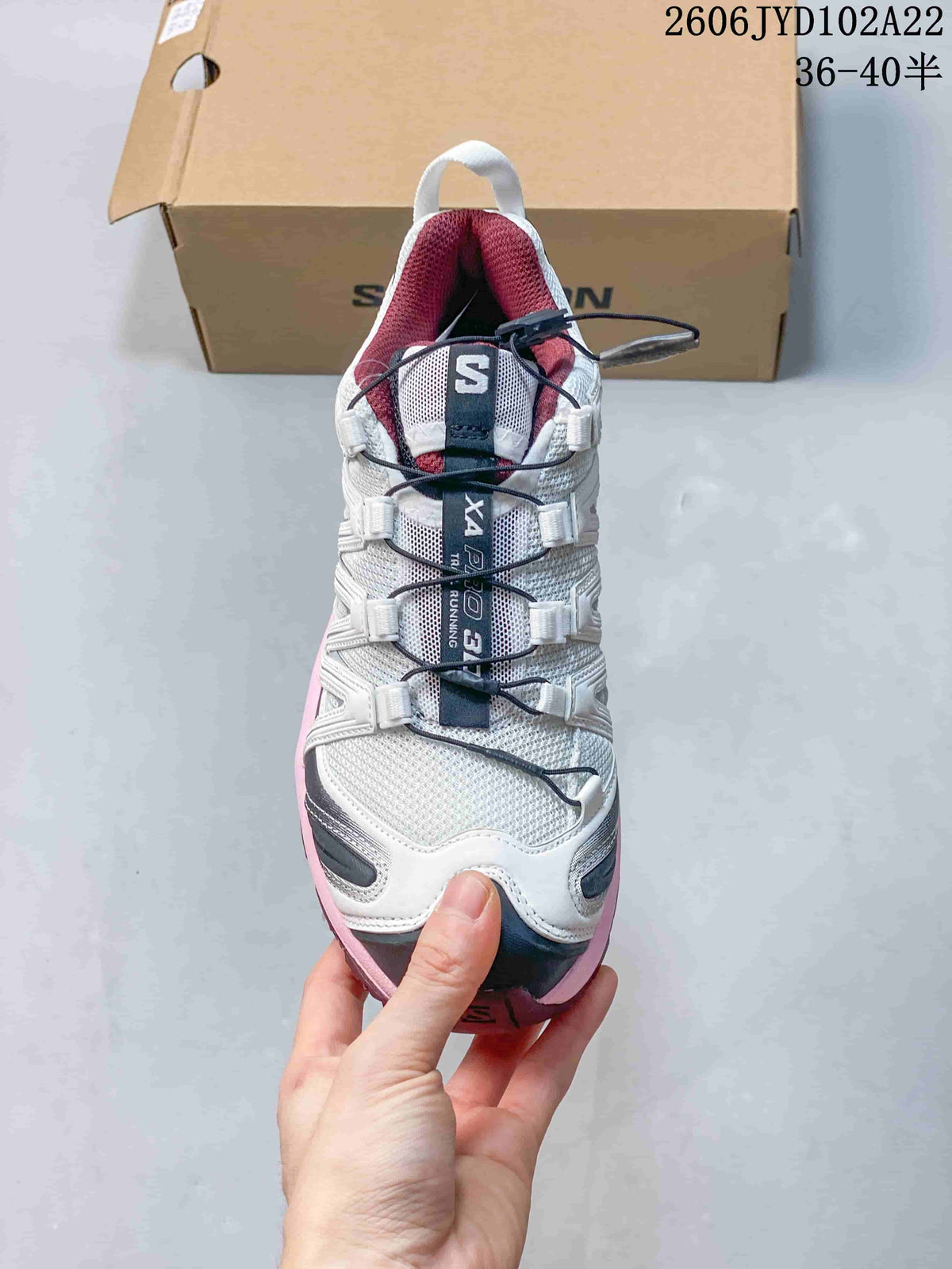Top view showing the mesh upper and quick-lace system of a Salomon XA Pro 3D shoe