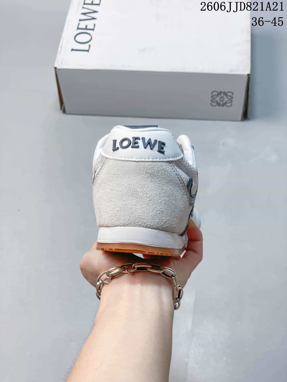 Rear view of the sneaker showing the heel panel and Loewe branding.