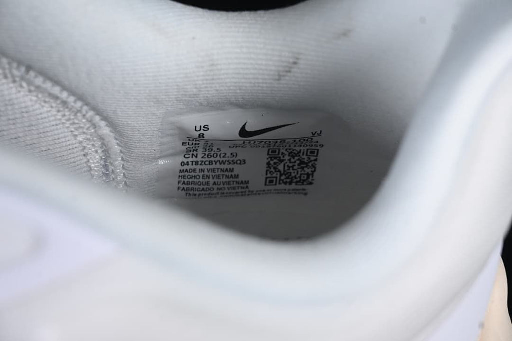 Interior size label on the Nike shoe, showing US 8 and EU 41