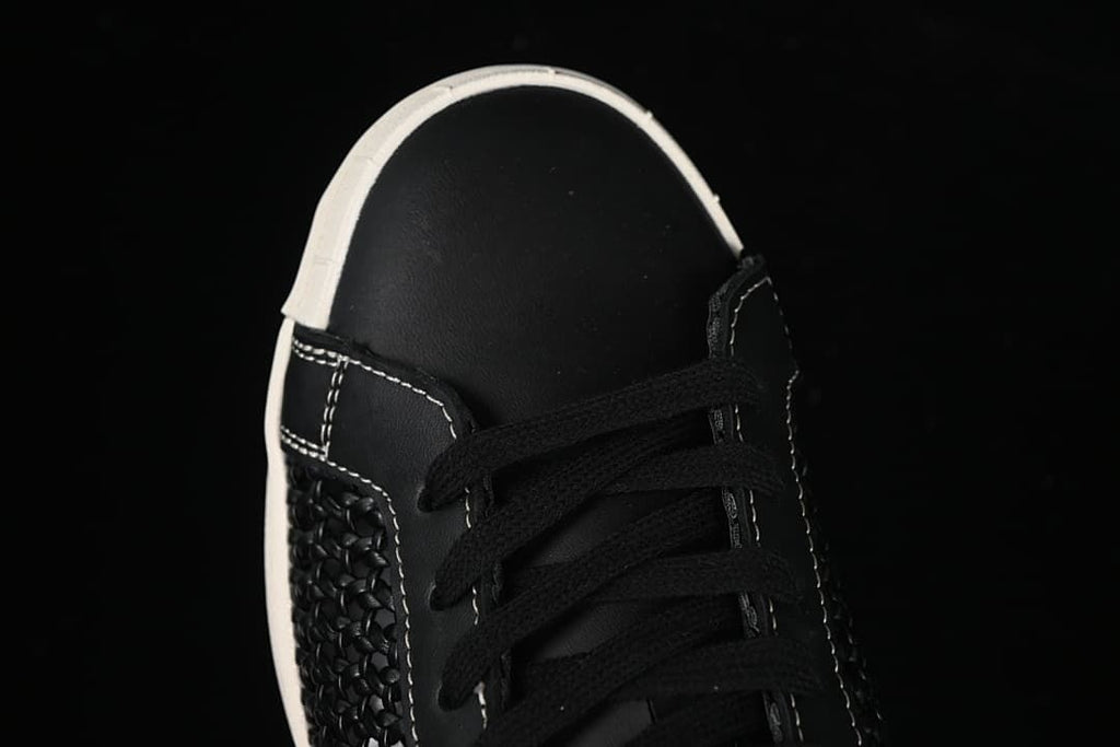 Top-down close-up of the toe and laces