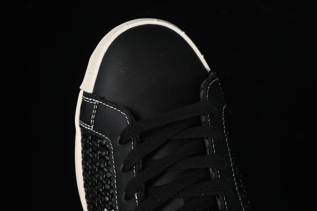 Top-down close-up of the toe and laces
