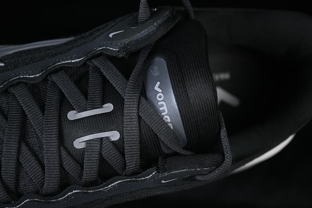 Close-up of the laces, tongue, and lace-loop details.