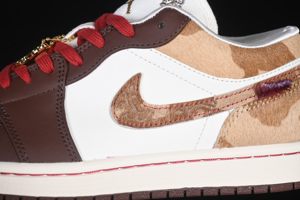 Close-up of the patterned Swoosh and heel panels