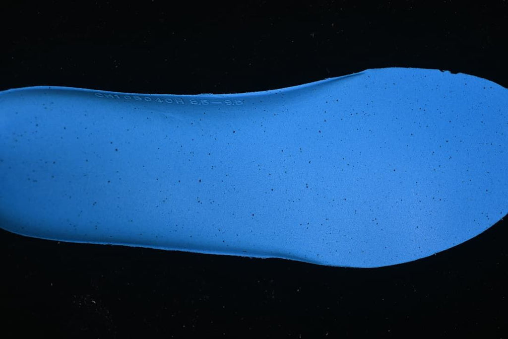 Blue shoe insert shown from above