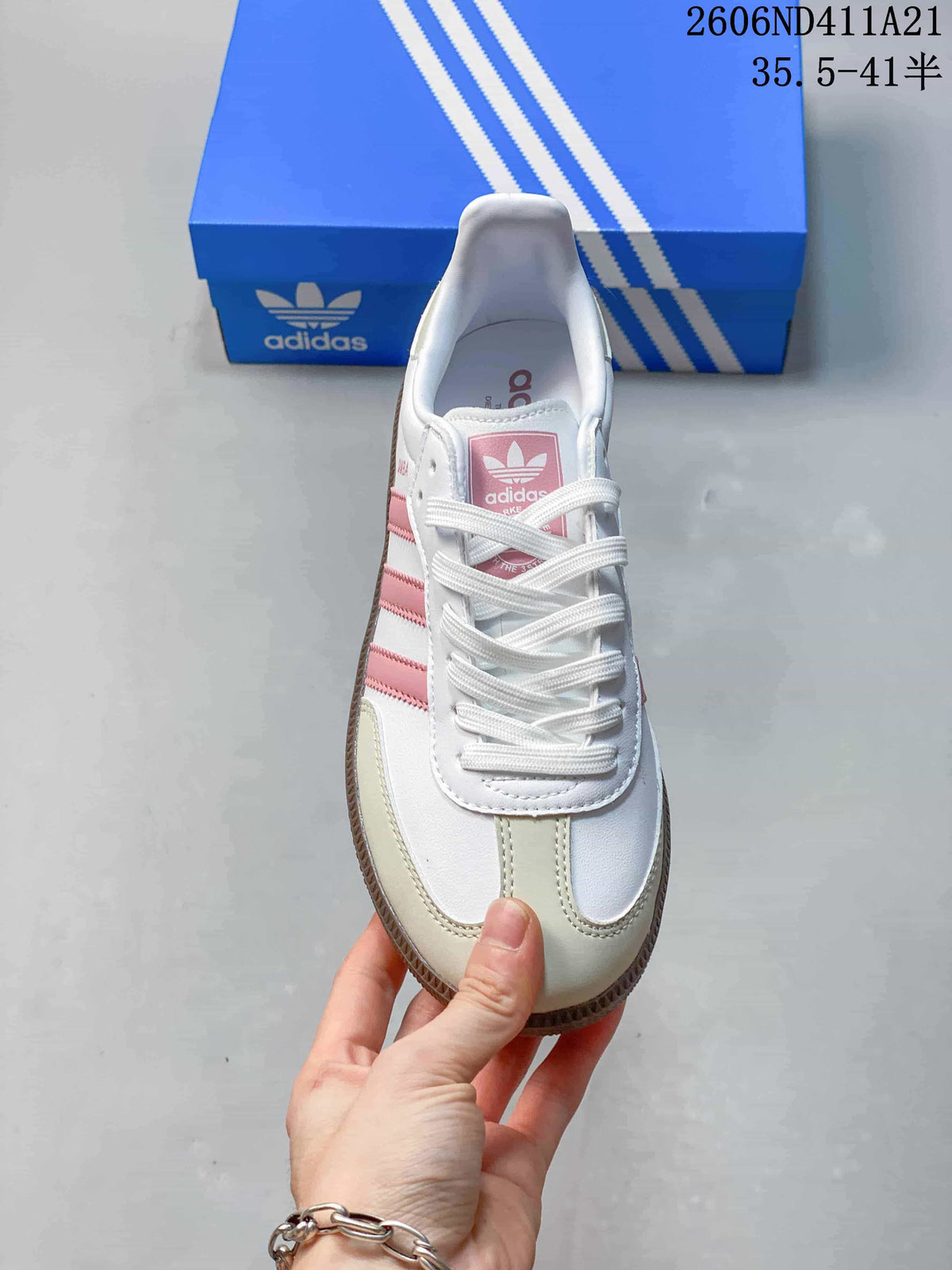 Top view of the sneaker showing white laces and pale toe panels