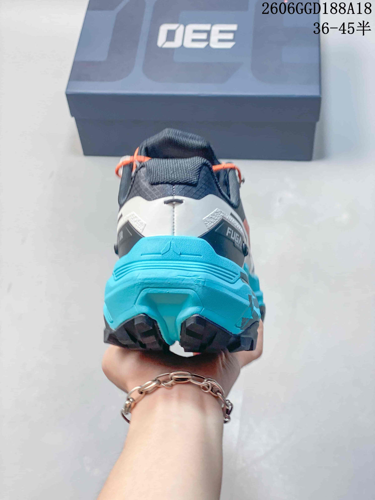 Rear view of the shoe showing the heel and outsole