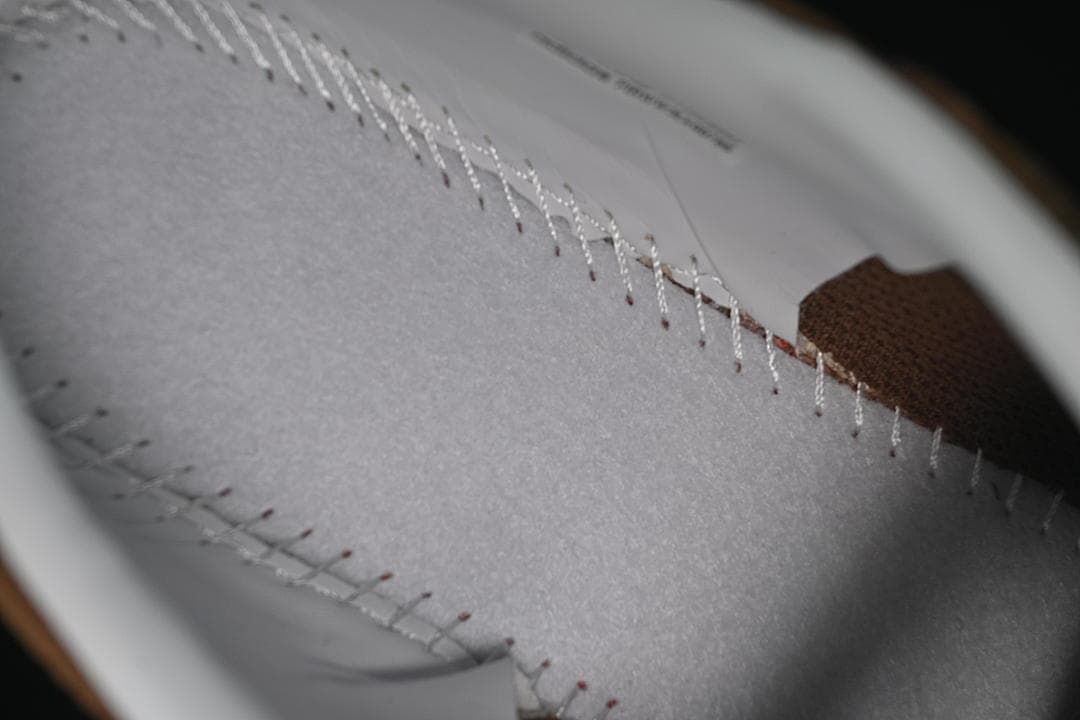 Close-up of the sneaker's interior stitching and lining