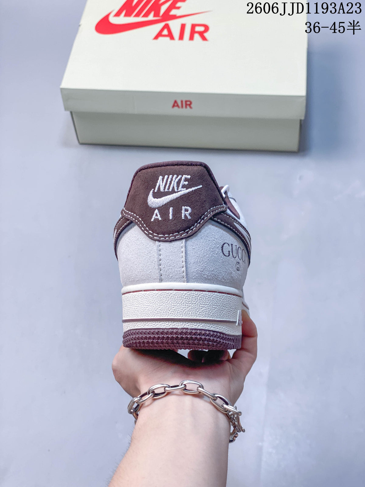 Rear view showing the heel details and contrasting collar on the sneaker