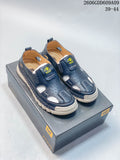 Pair of navy CAT-branded fisherman sandals shown on a shoe box; image overlay shows 2606GDD609A09 and sizes 39–44.