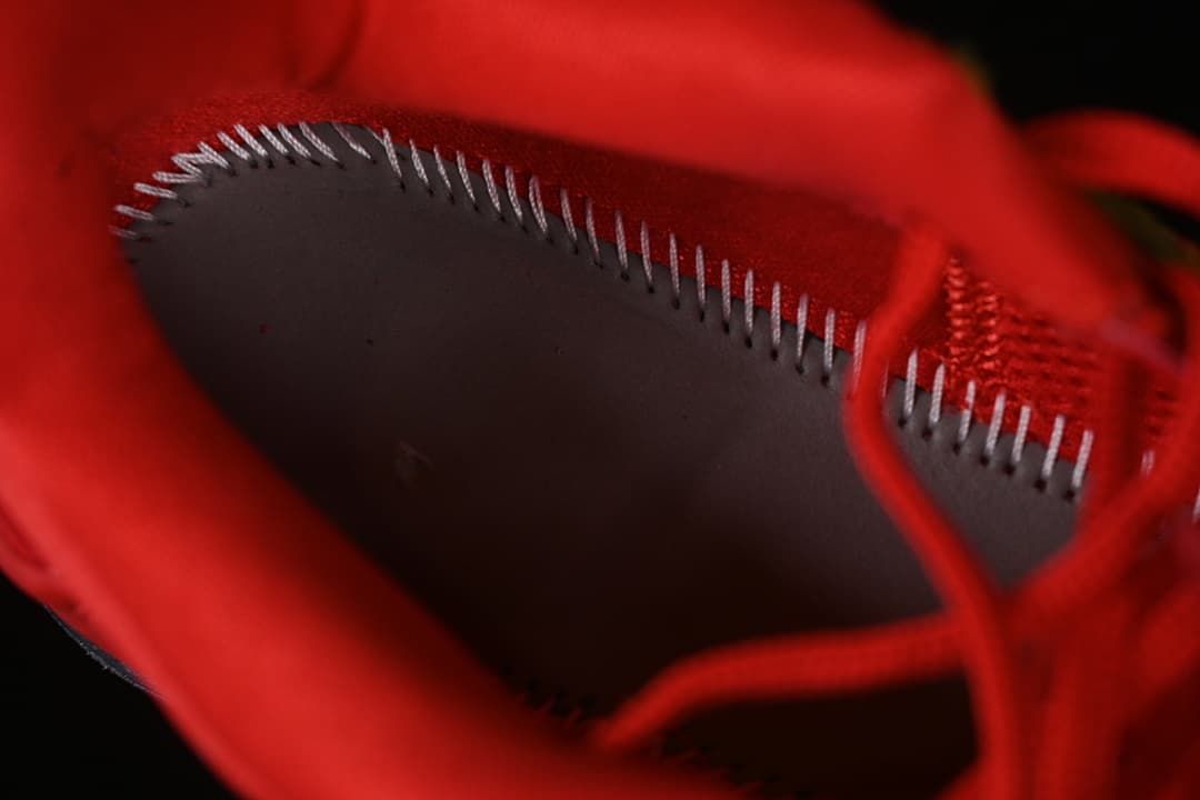 Close-up view inside the shoe around the inner construction