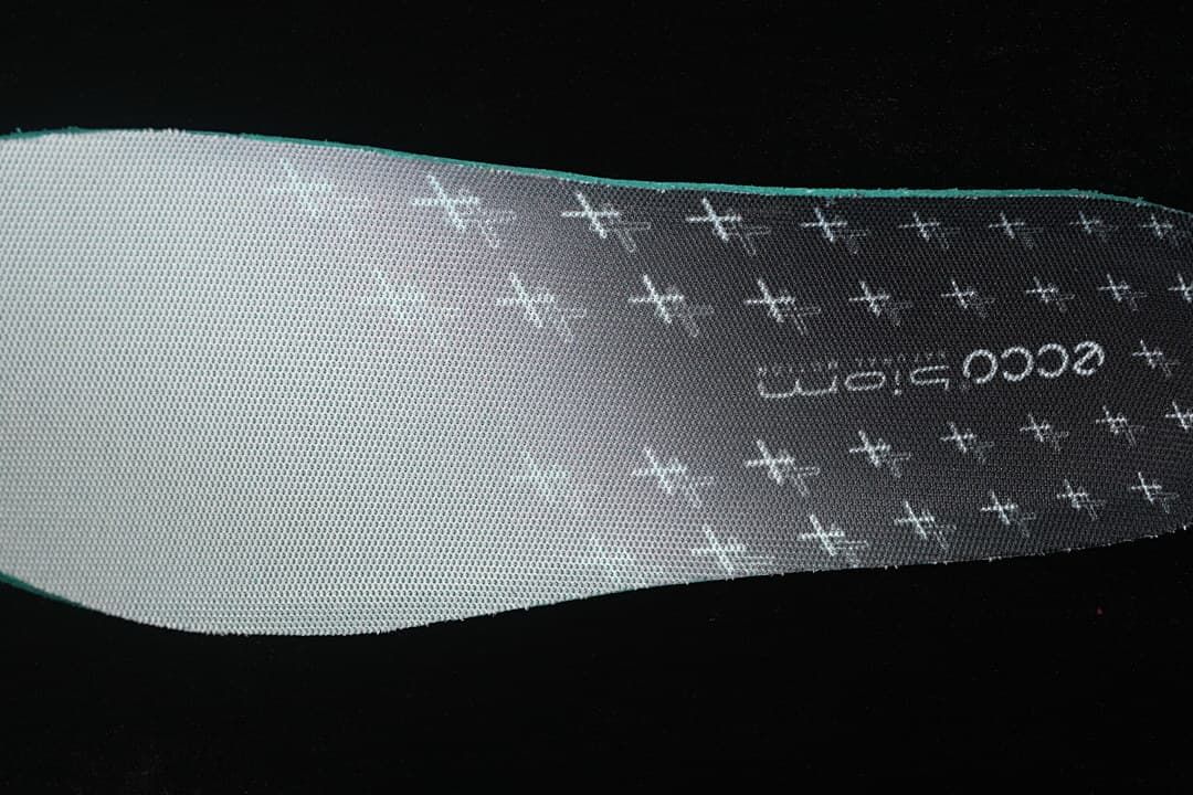 Close-up of patterned textile shoe insert