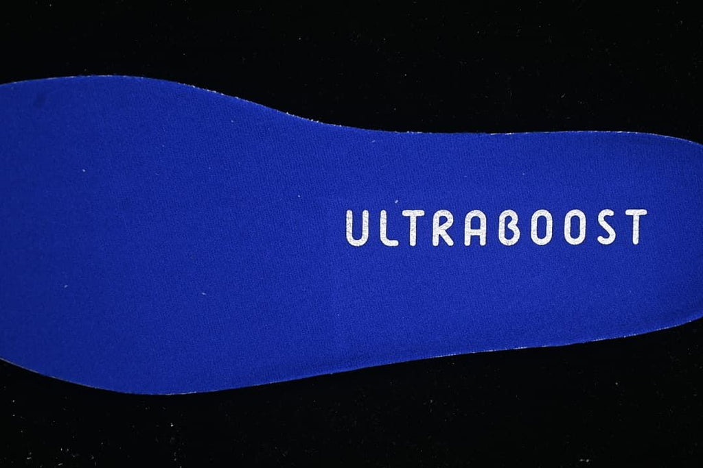 Close-up of the blue insole with Ultraboost lettering