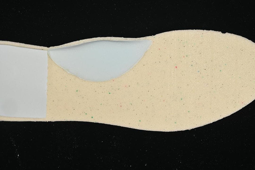 Close-up of the speckled insole underside