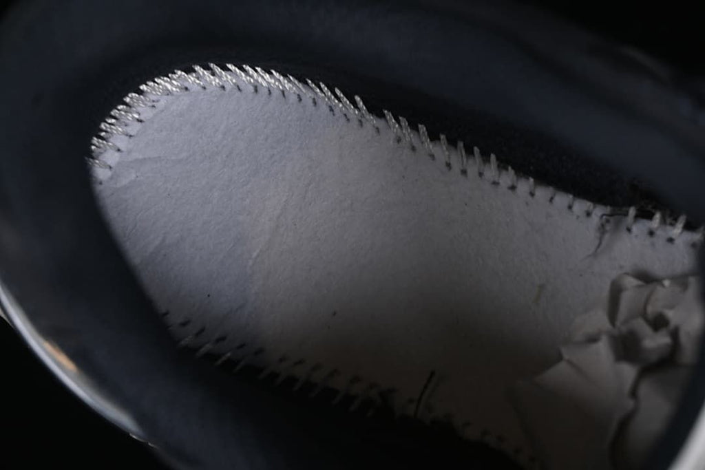 Close-up of the inside construction of the shoe