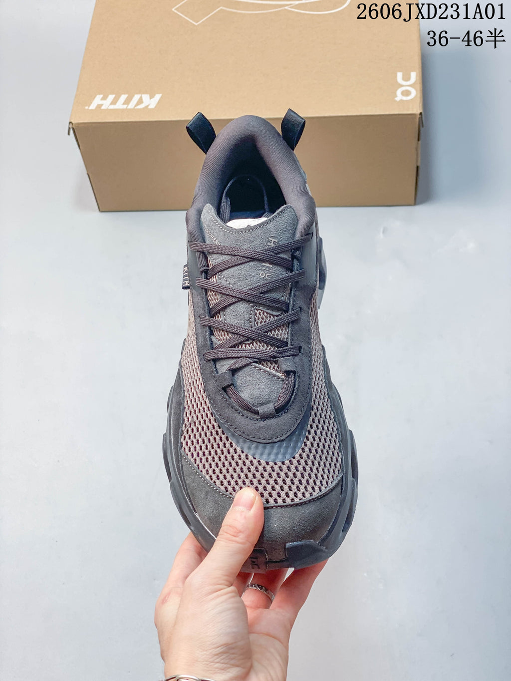 Top view of the sneaker showing its laces and mesh forefoot