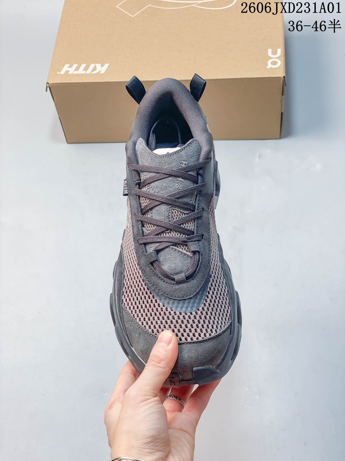 Top view of the sneaker showing its laces and mesh forefoot