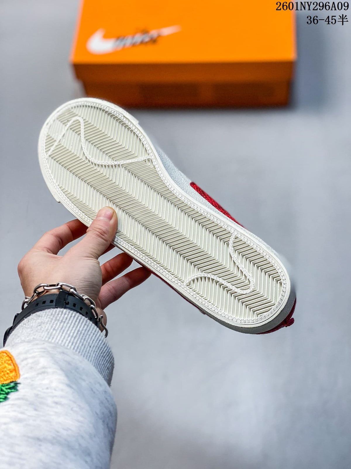 Close-up of the sneaker's white rubber outsole and herringbone-style tread