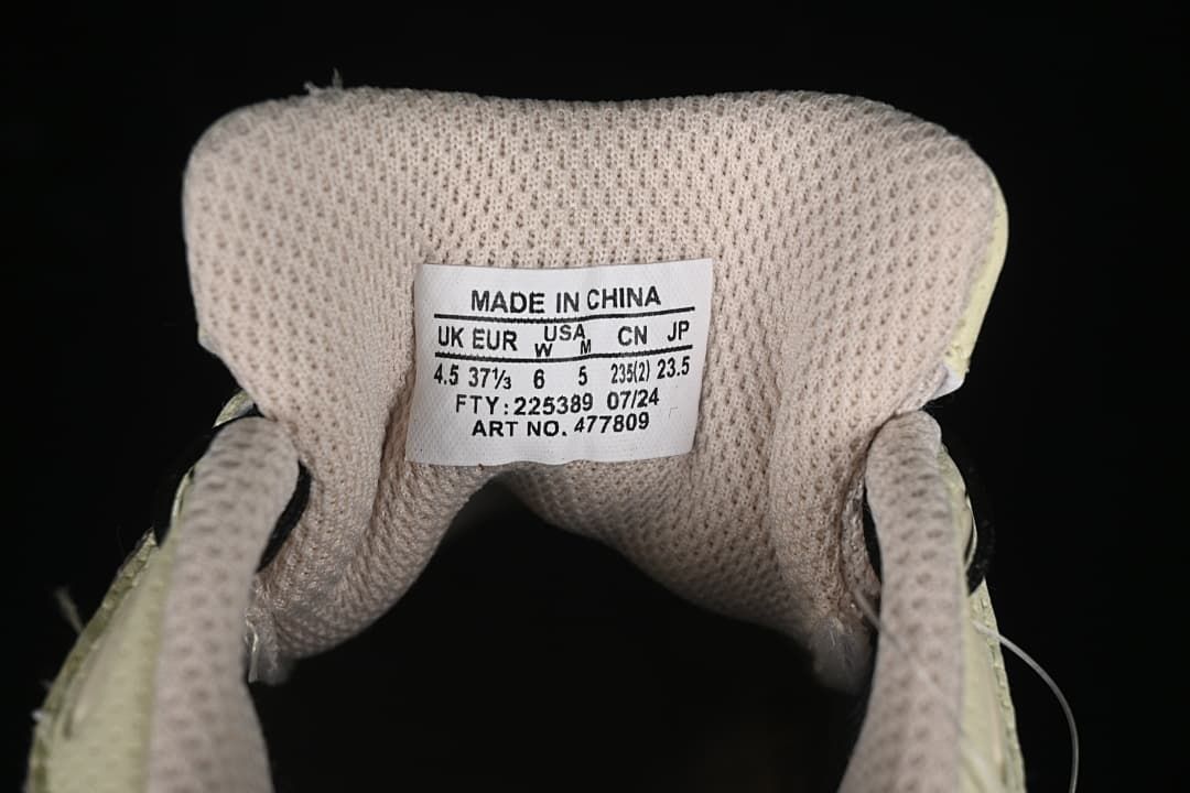 Tongue size label showing UK 4.5 and EU 37 1/3