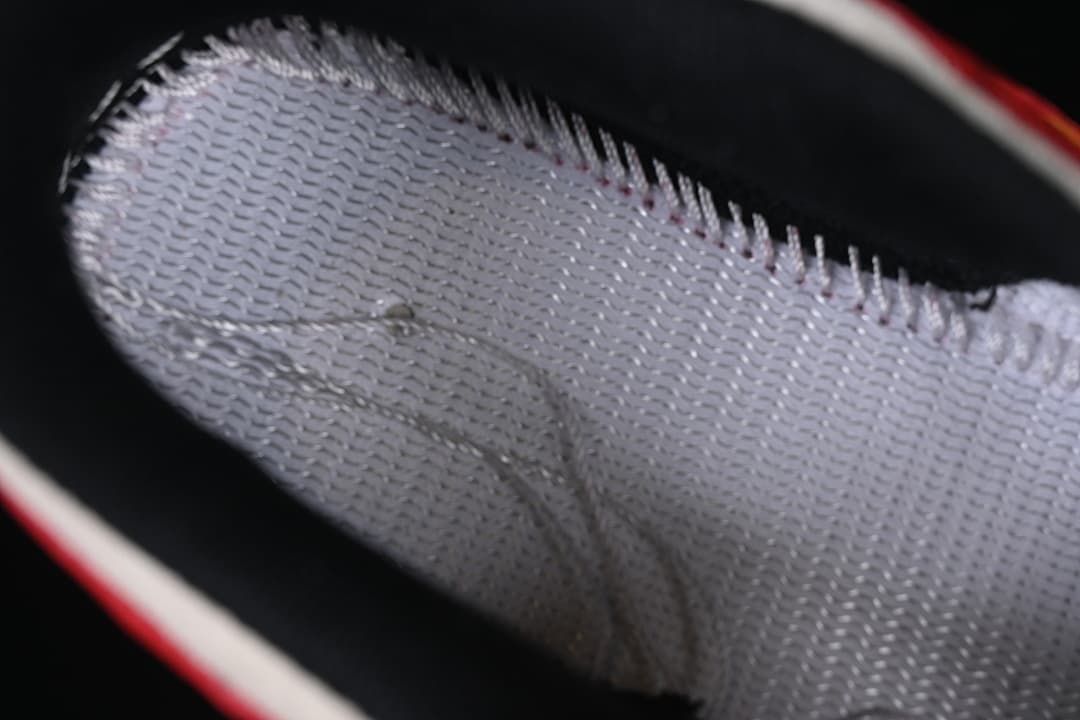 Close-up of the sneaker's light-colored interior lining