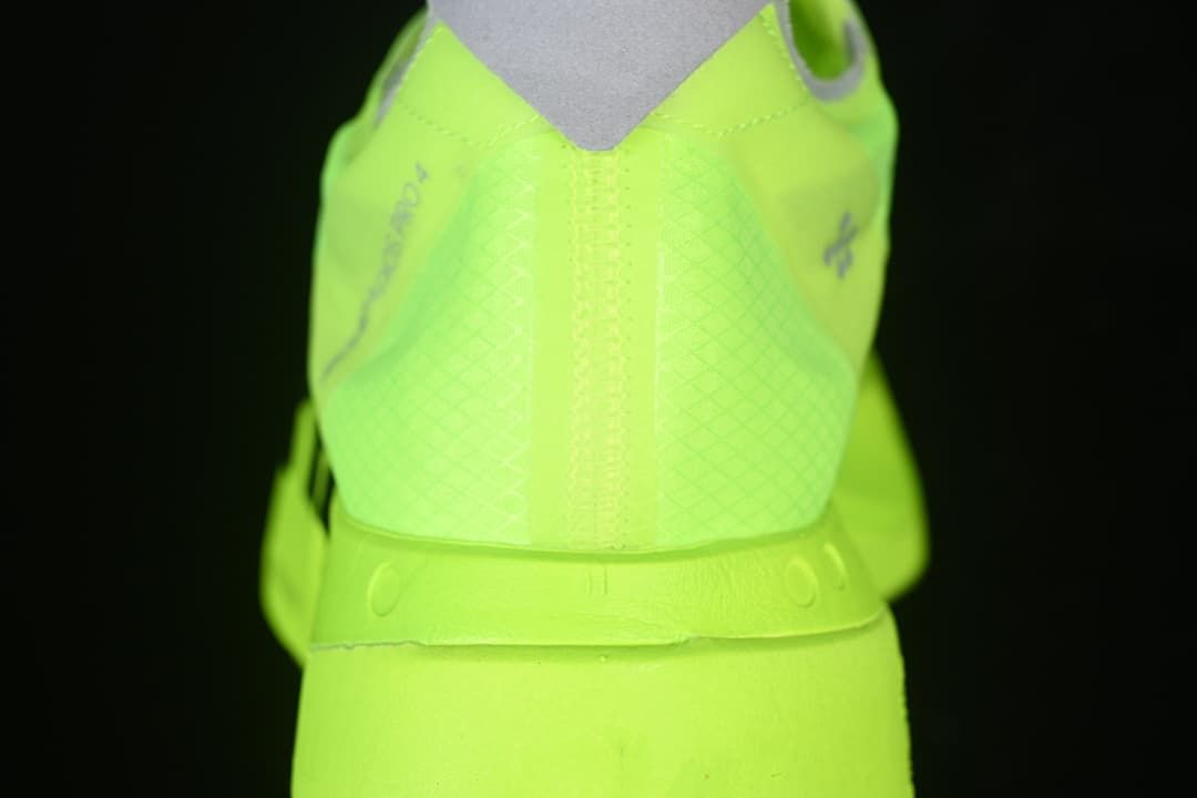 Rear view of the lime green shoe heel