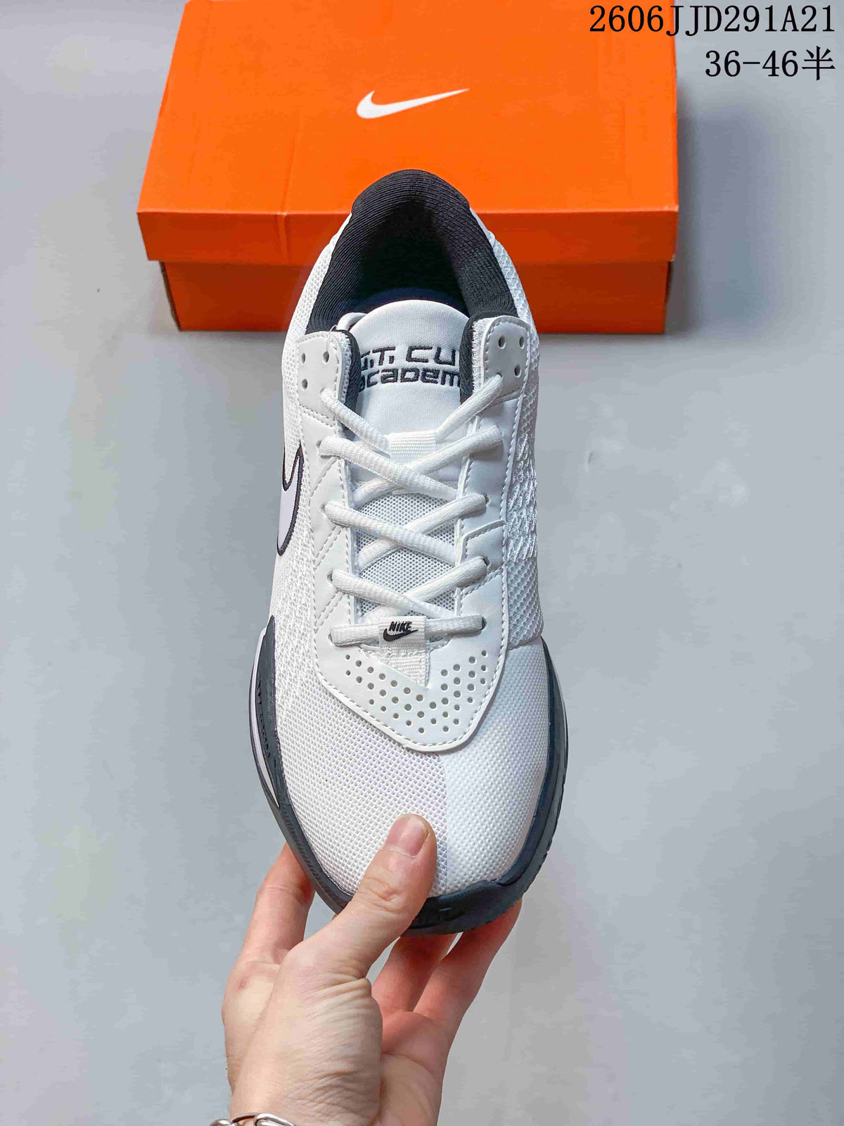 Top view of a white Nike G.T. Cut 3 EP shoe showing its laces and tongue branding.