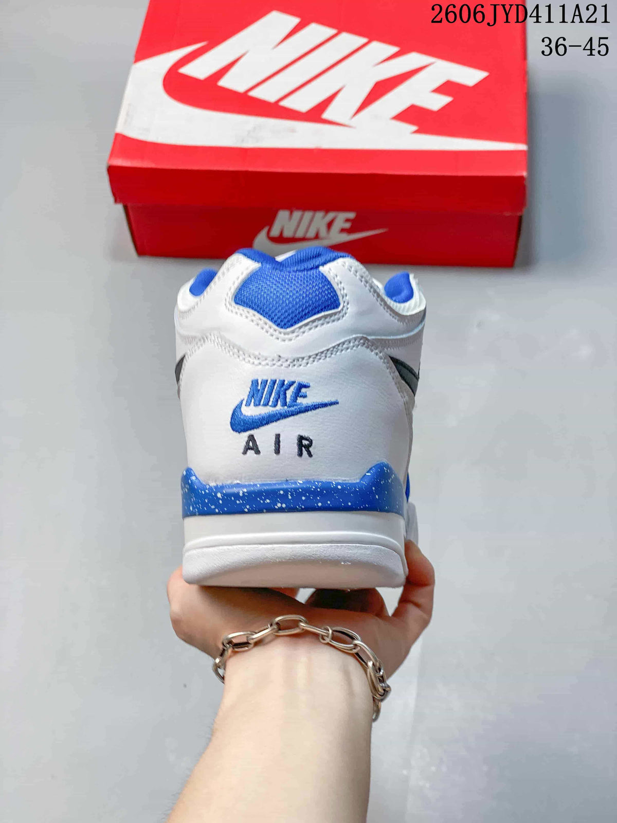 Rear view showing blue heel accents and Air branding