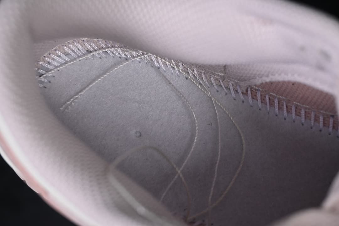 Close-up of the shoe interior and stitching