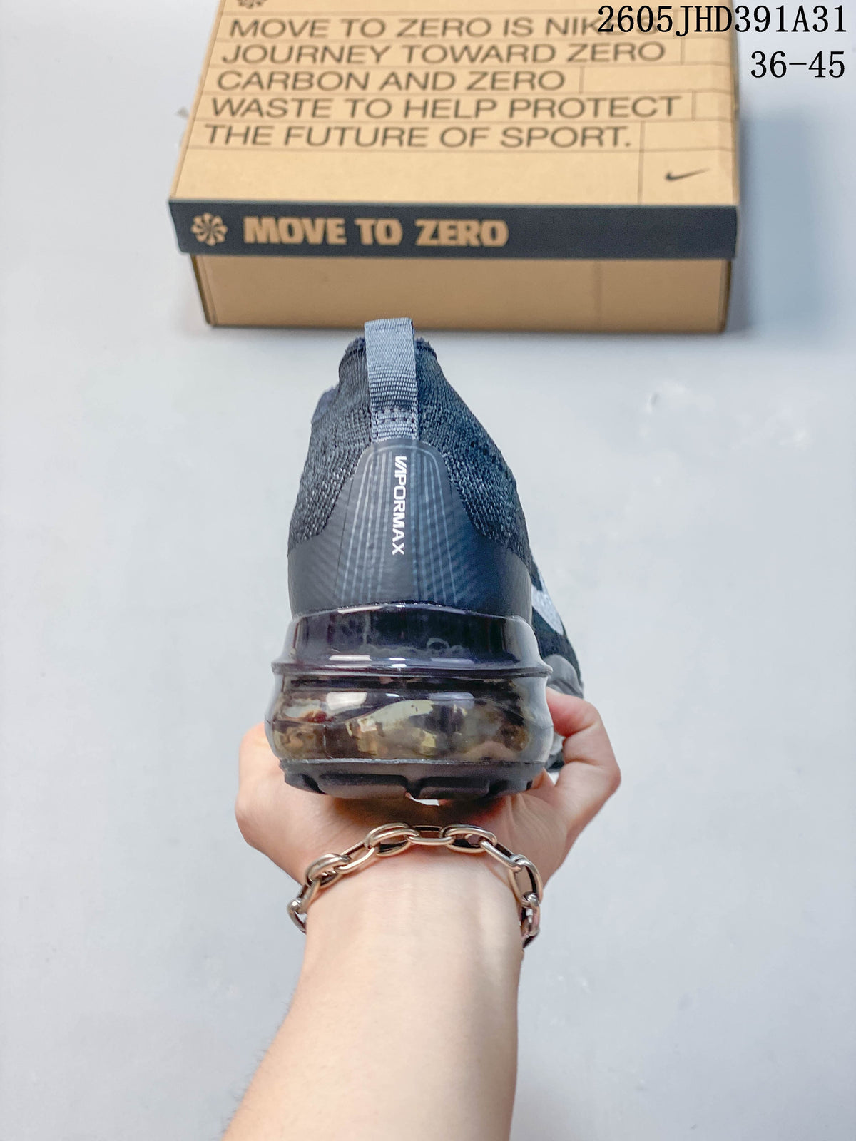 Rear view of a dark blue Nike Air VaporMax shoe with visible Air sole unit