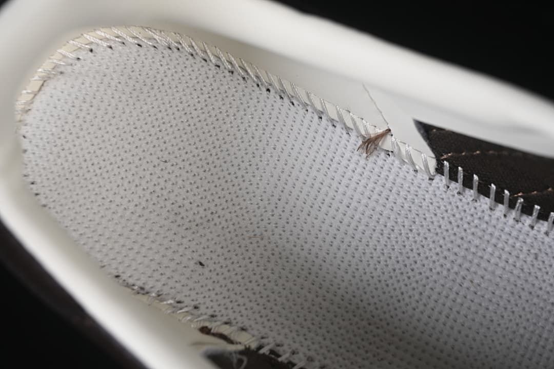 Close-up of the sneaker's inner lining and stitching