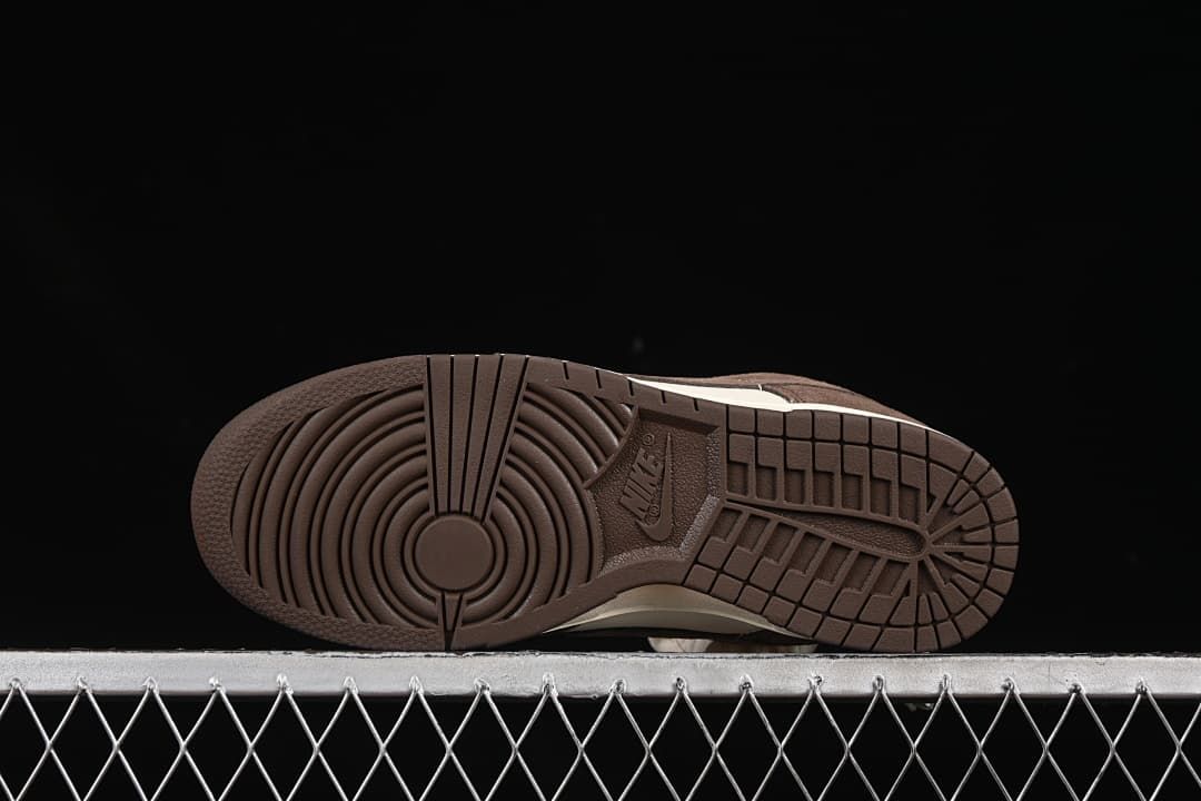 Underside view showing the brown patterned outsoles