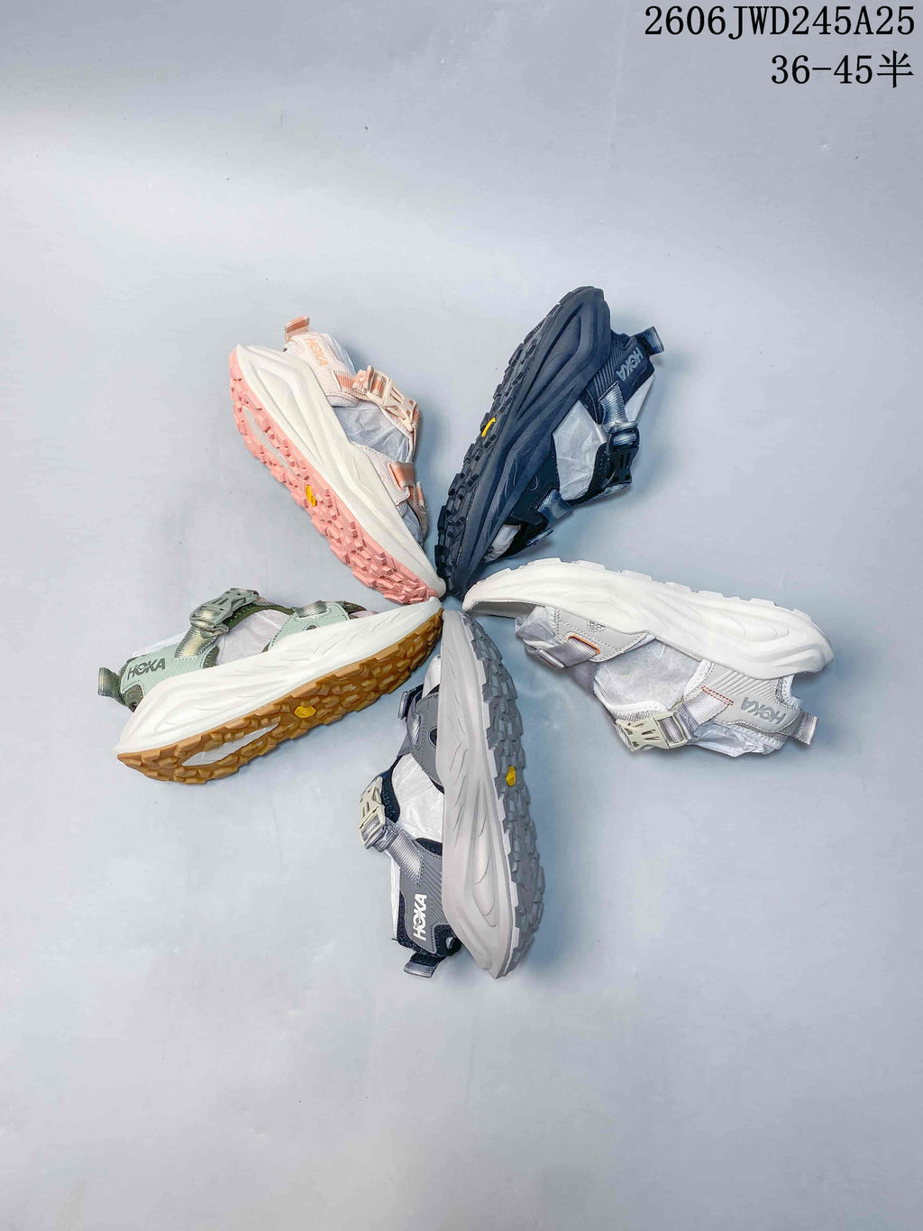 HOKA Infini Hike TC sandals shown in several colors from above