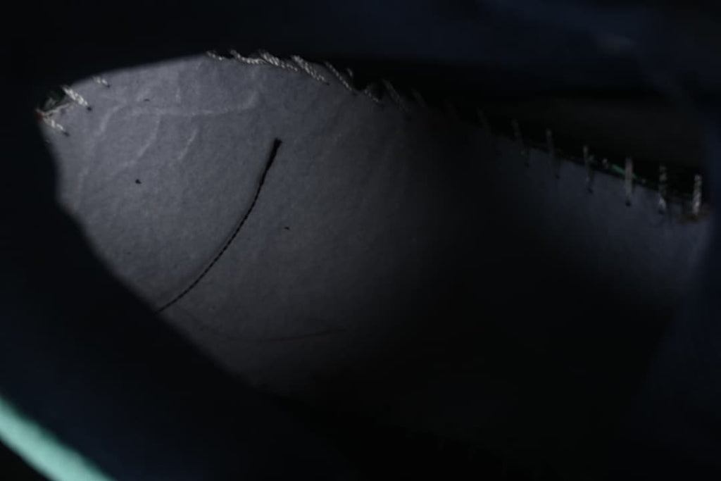 Close-up of the sneaker interior and stitching