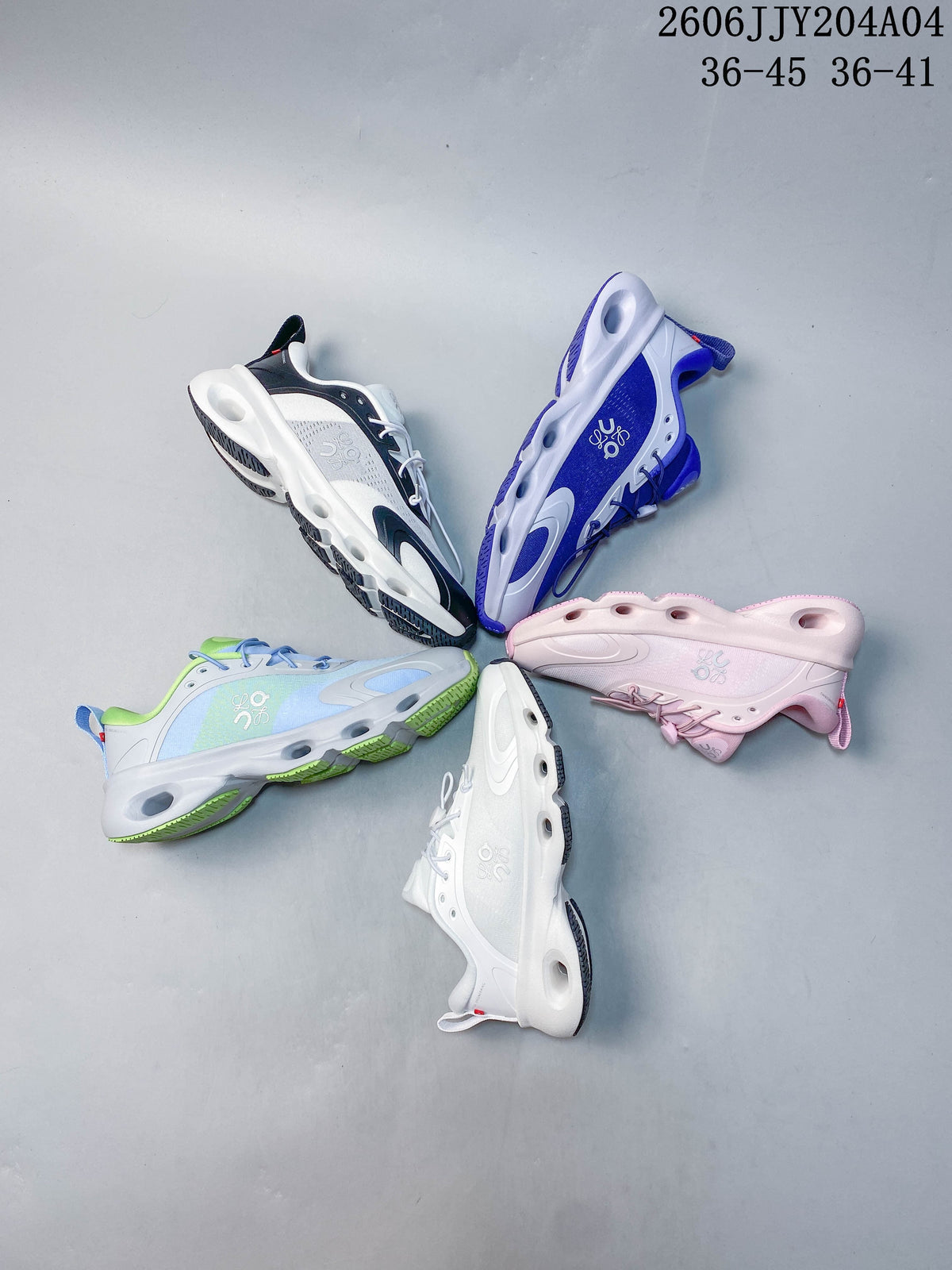Several On Cloudtilt sneakers shown in different colors, including white, pink, blue, gray, and blue-green.