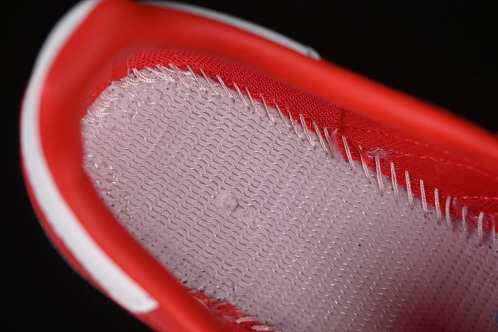 Close-up of the sneaker's interior lining and stitching