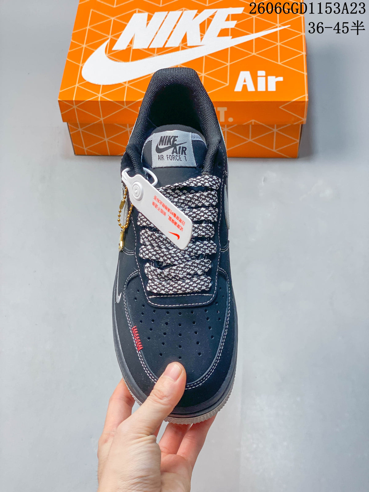 Top view highlighting the perforated toe, patterned laces, and tongue label
