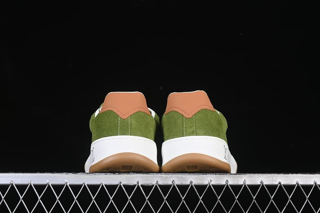 Rear view of the pair showing tan heel accents