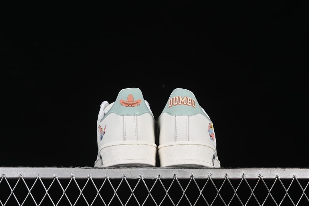 Rear view showing contrasting heel tabs and Dumbo-themed details