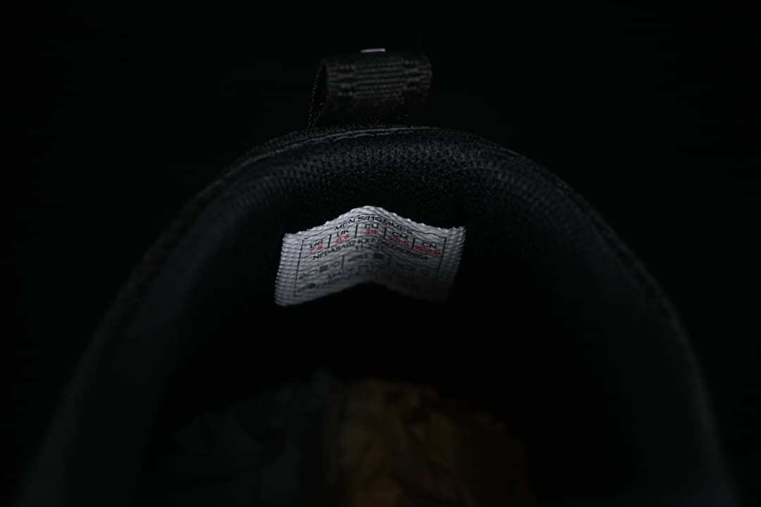 Inside view showing the shoe size label and heel pull loop