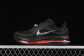 Side view of black Nike Air Zoom Pegasus Premium running shoe with silver Swoosh and coral sole accents