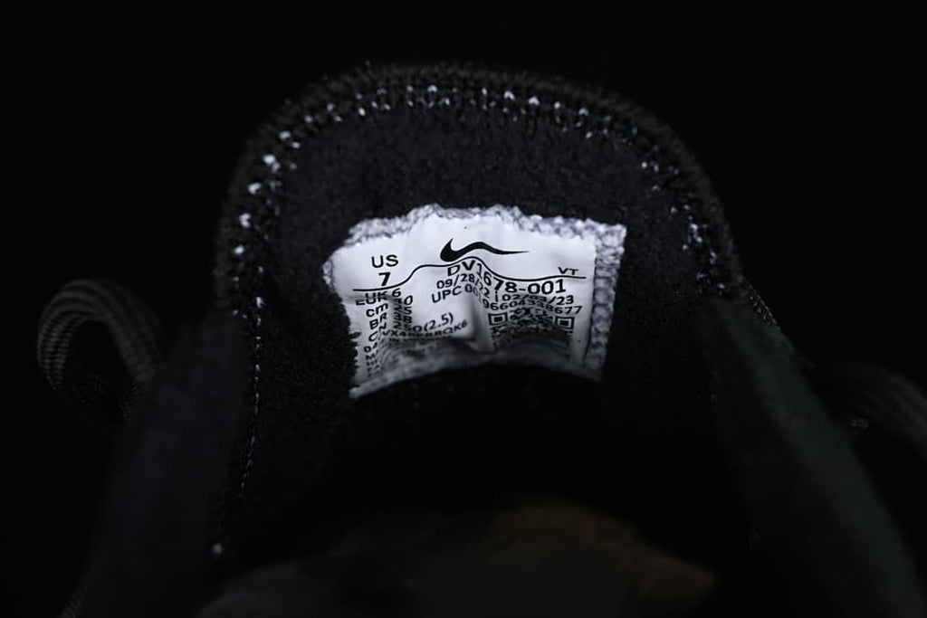 Close-up of the tongue size label inside the shoe